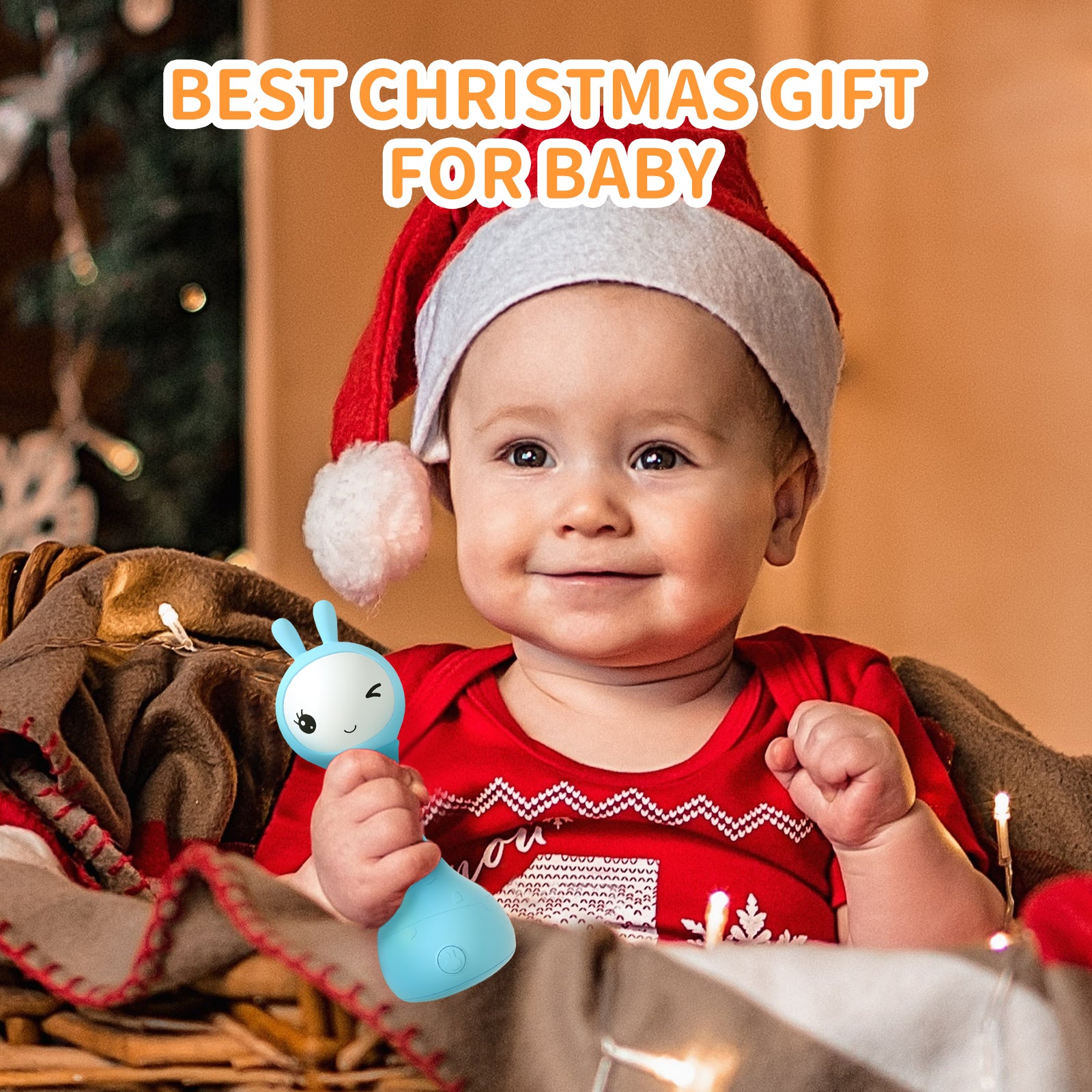 alilo Yoyo Talking Bunny Baby Singing Musical Rattle, Mimicking Toys Repeats What You Say, Preloaded 90+ Audio Content, ABC/Number/Notes Learning Toys for Toddlers Infant Newborn Boy Girl Gifts