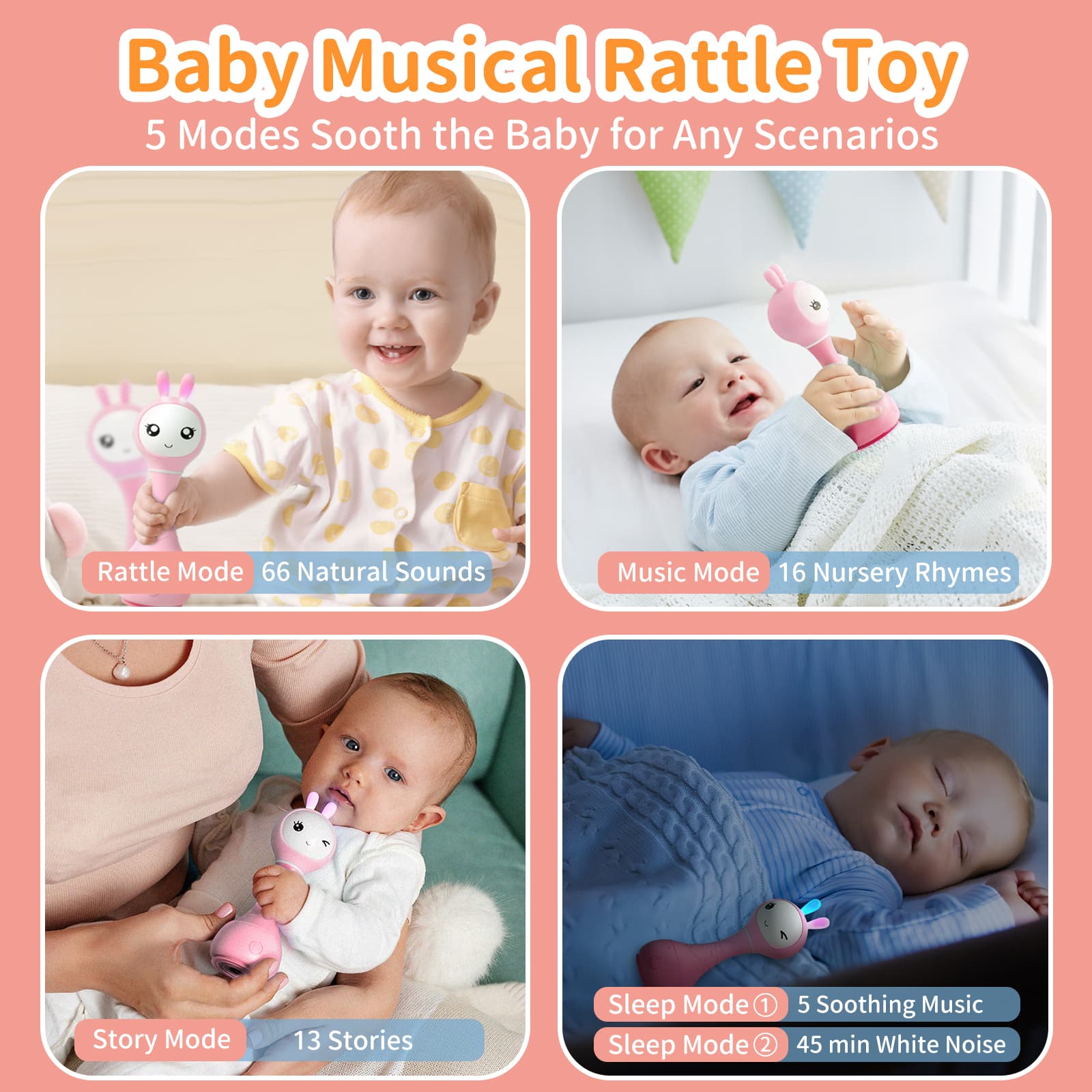 alilo Smarty Bunny Baby Rattle Musical Light Up Toys