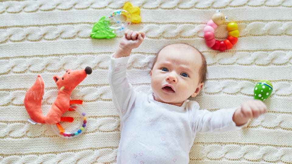 A baby playing