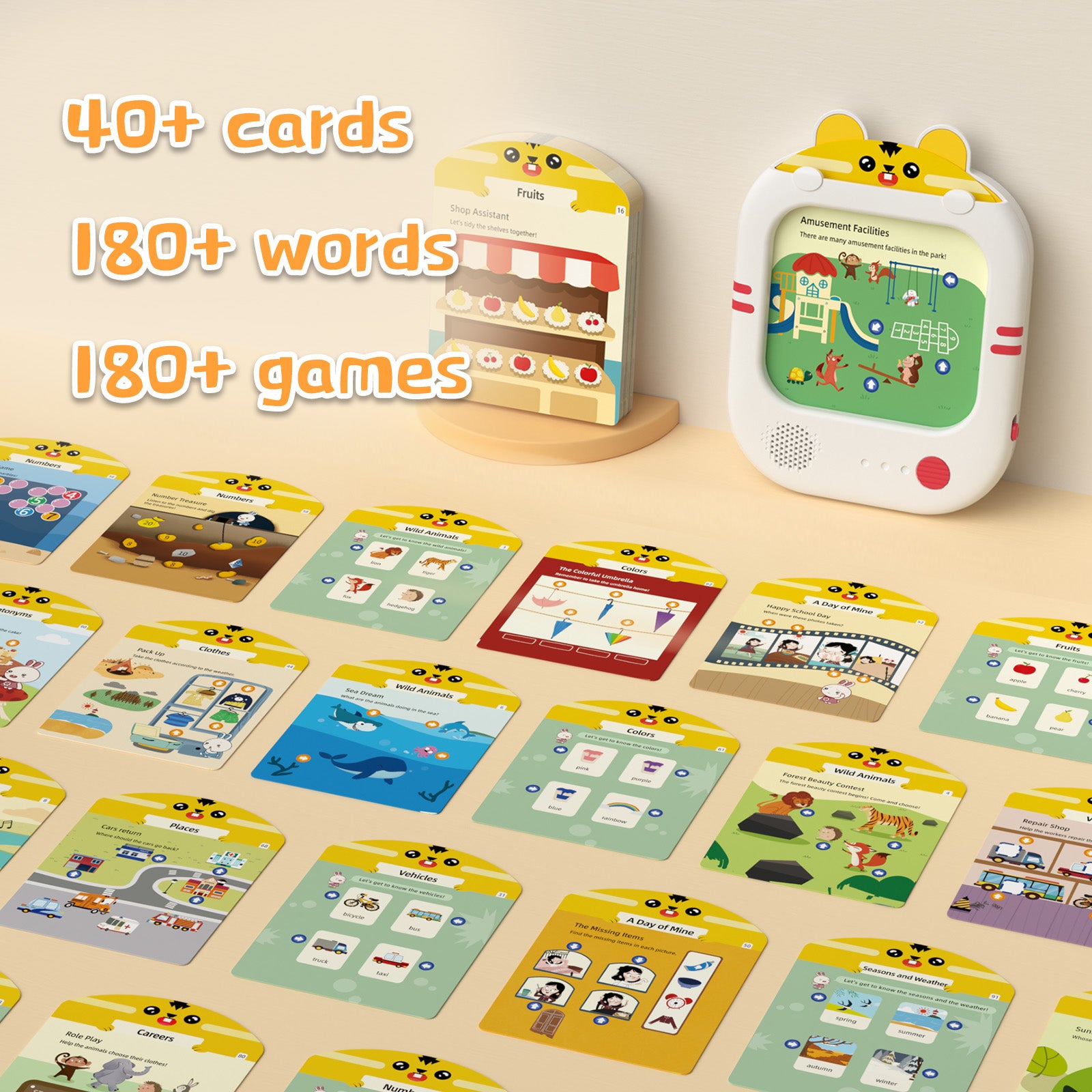 Alilo Screen-Free Learning Tablet for Toddlers 2-5, Educational Toy with 47 Double-Sided Cards, 180+ Words & Logic Games, Gift for Boys Girls