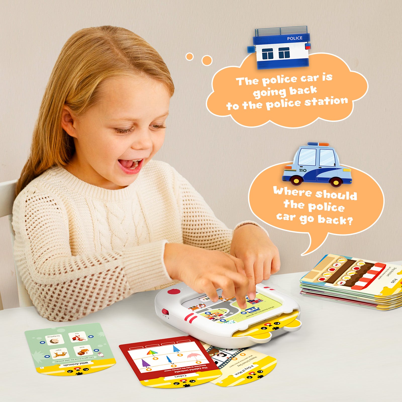 Alilo Screen-Free Learning Tablet for Toddlers 2-5, Educational Toy with 47 Double-Sided Cards, 180+ Words & Logic Games, Gift for Boys Girls