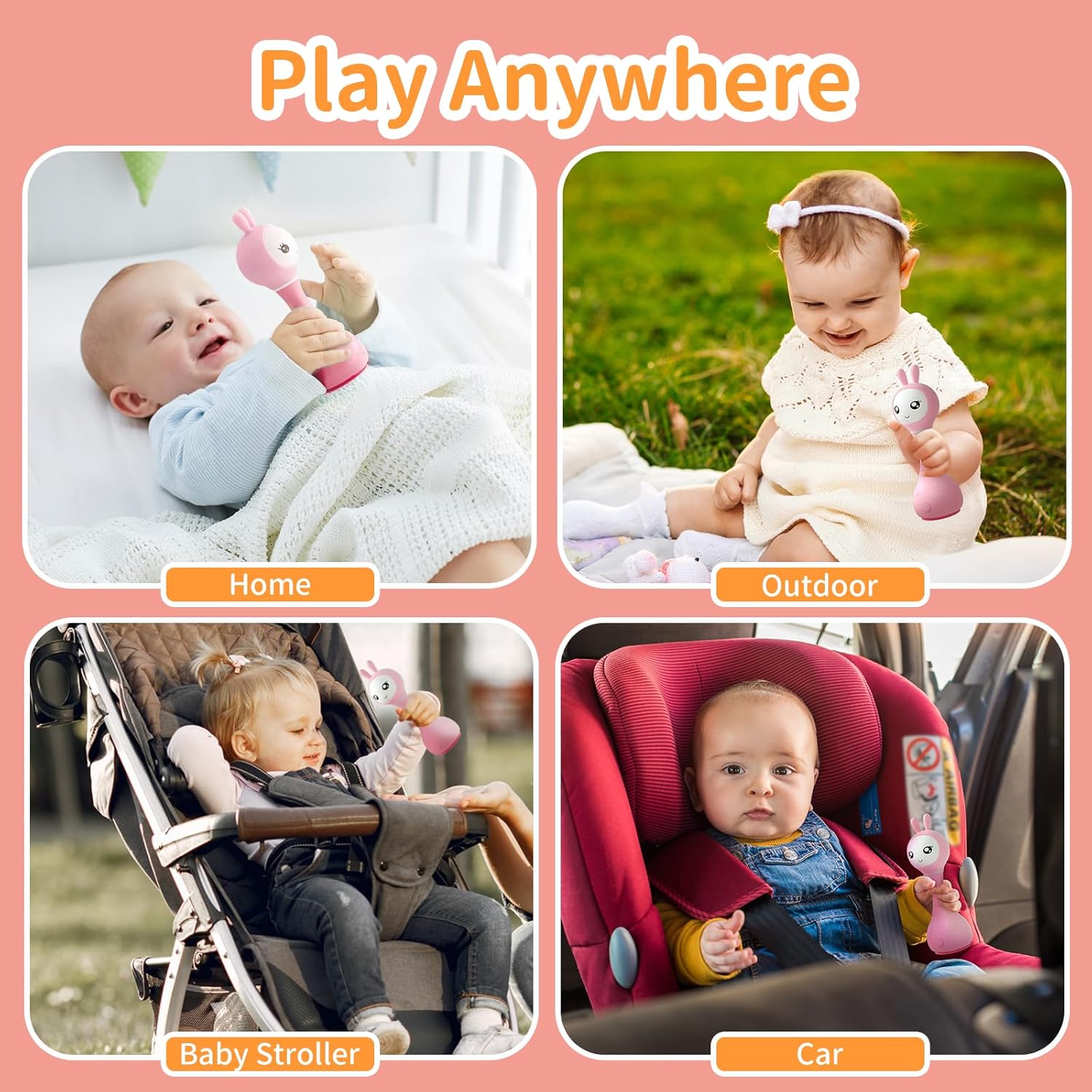 alilo Smarty Bunny Baby Rattle Musical Light Up Toys