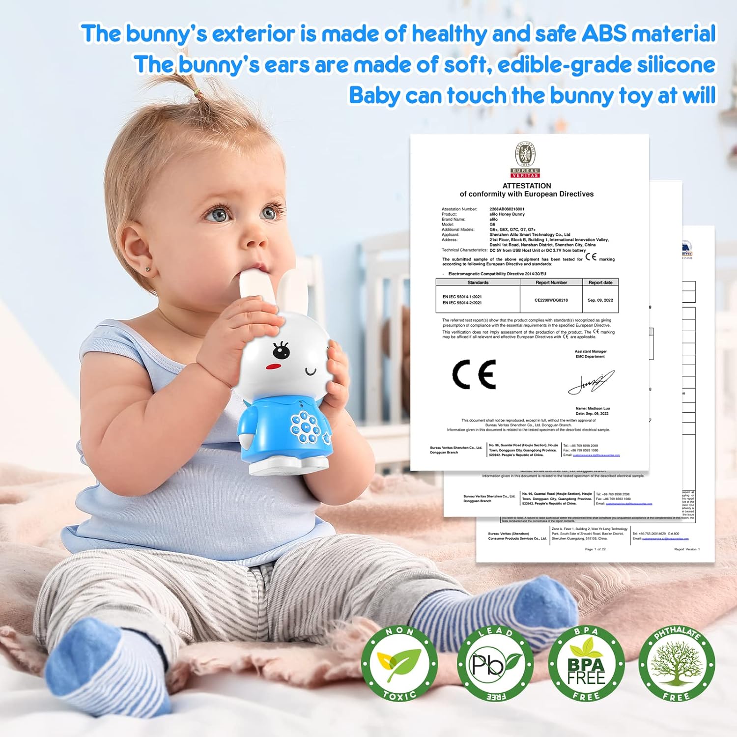 alilo Honey Bunny G6+ Bilingual Story & Music Player with Glowing Ears